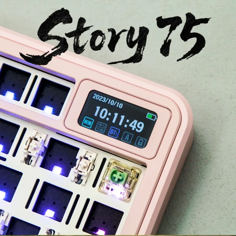 Kit de teclado mecánico Story75, inalámbrico, triodo, intercambio en caliente, personalizado, diseño 75%, teclados para juegos RGB de aluminio CNC - imagen 2