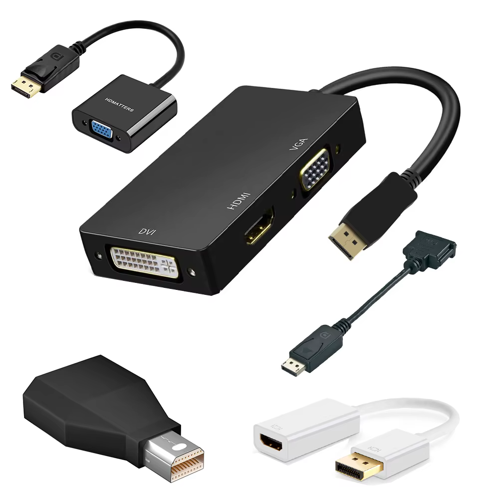 Adaptador DisplayPort a HDMI 4K con VGA y DVI