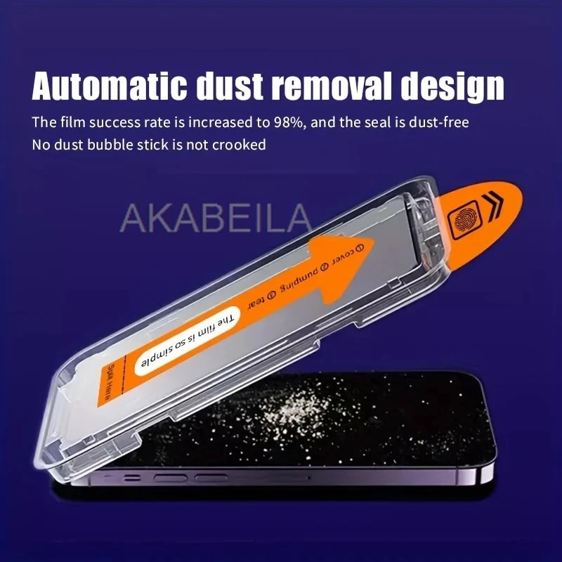 Protector de pantalla de fácil instalación, sin polvo, 5 uds., para iPhone 17 Pro 16 Pro Max 13 11 15 14 16e 12 Mini XR Xs X 7 8 Plus Air Glass - imagen 3
