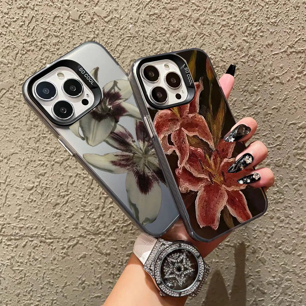 Funda rígida Retro elegante con flor de lirio rojo para Samsung Galaxy S25 Edge S24 S23 S22 Plus Note 20 Ultra S21 S20 S25 FE S26 Ultra 5G - imagen 3