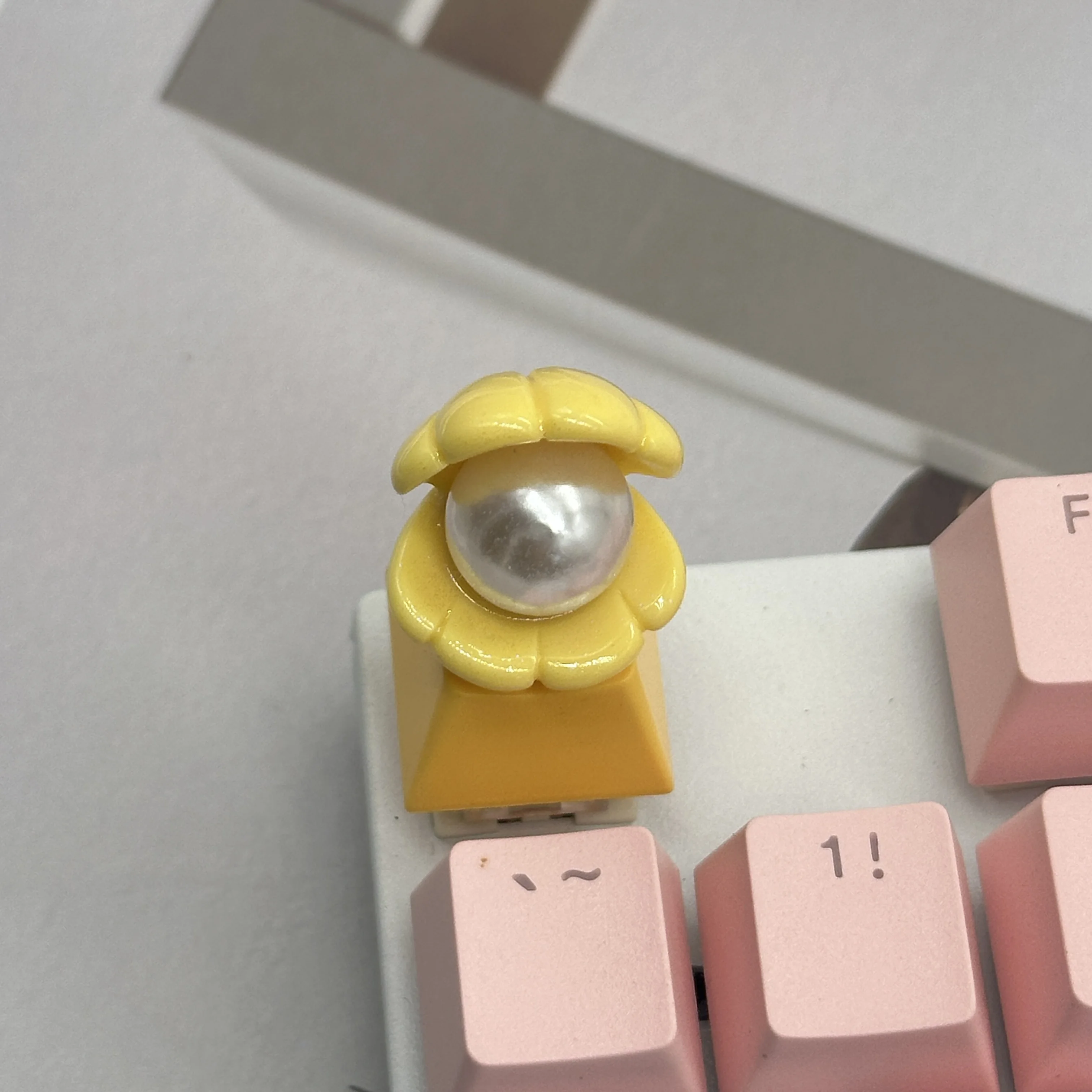 DlY-teclas de resina con concha de perla abierta, teclado mecánico de eje transversal, macarrón individual rosa - imagen 3