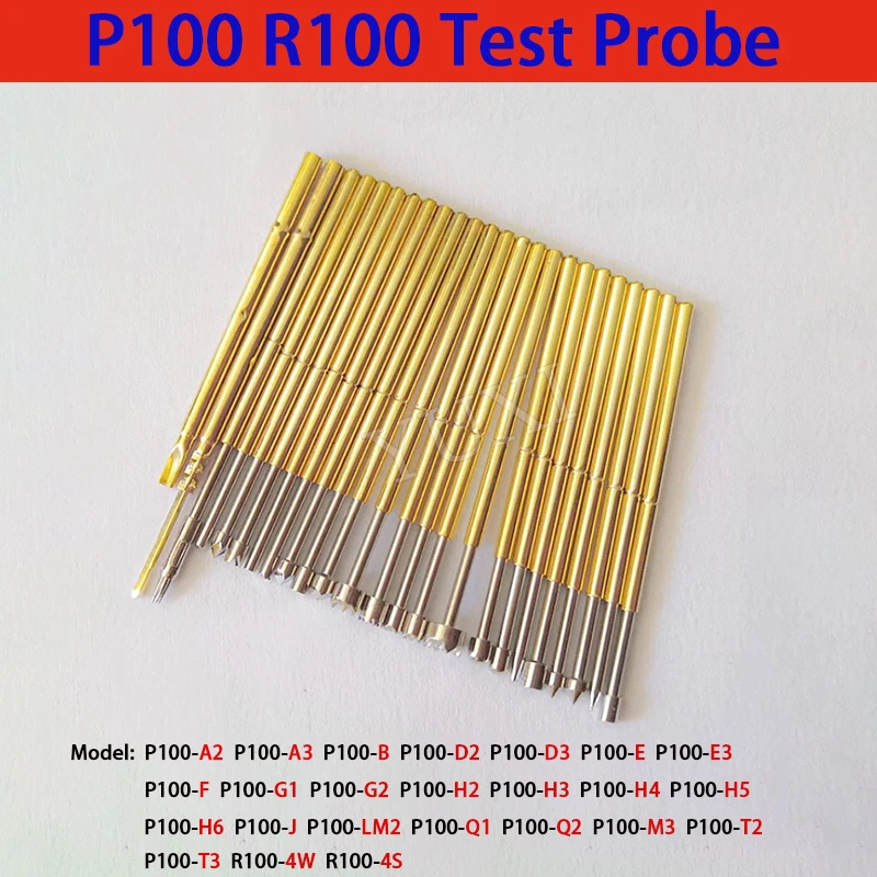 YUXI 10PC bolsa Pin de prueba de resorte P100-A2 A3 B D2 D3 E3 H2 H3 H4 H5 J Q1 Q2 LM2 M3 diámetro exterior 1,36mm longitud 33,5mm para sonda PCB - imagen 5