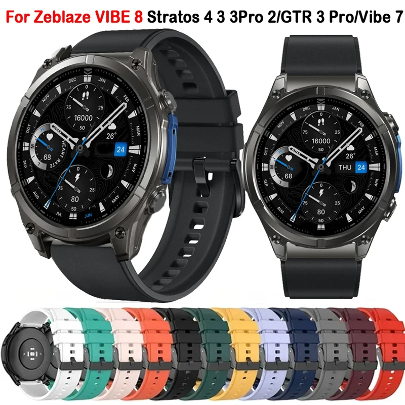 Correa para Zeblaze VIBE 8 Stratos 4 3 2 Correa 22mm Correa deportiva de silicona para Zeblaze Vibe 7/7Pro 7Lite/Ares 3 Pro pulsera