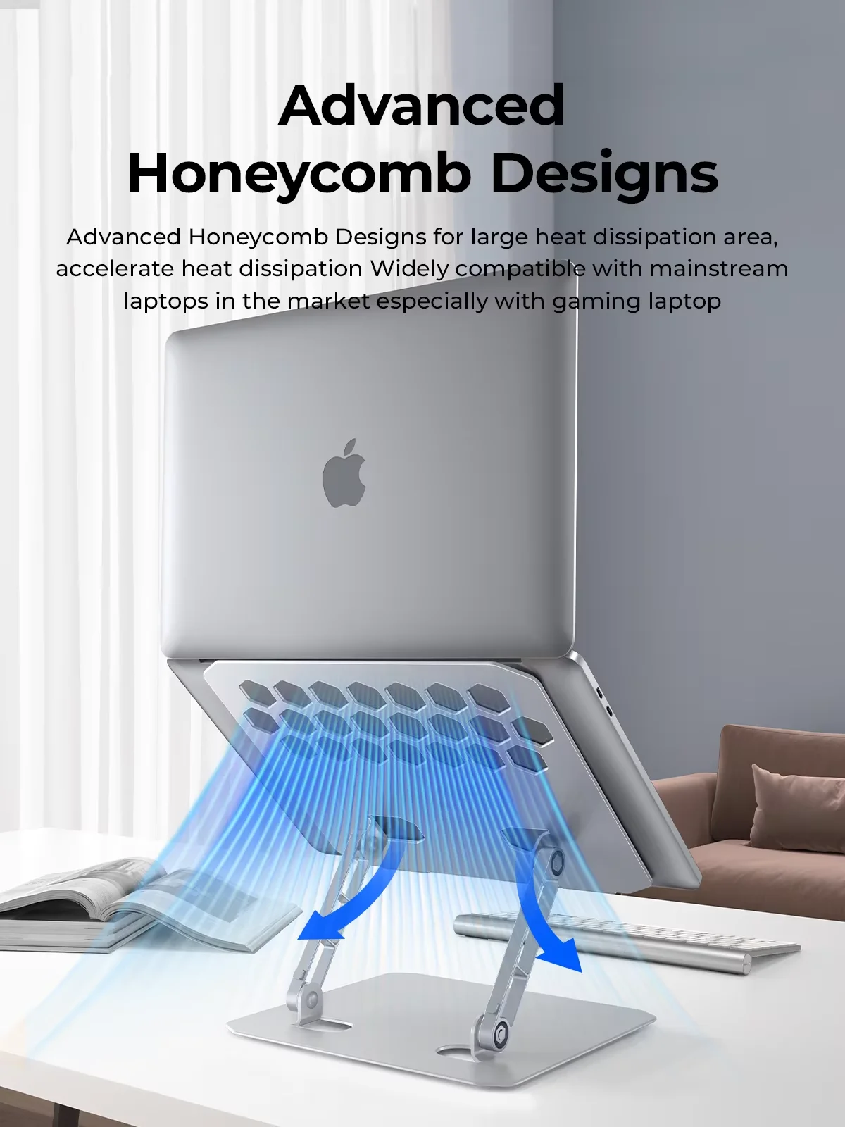 ORICO Soporte para ordenador portátil USB 3.0, para ordenador portátil (11-15,6 pulgadas), compatible con MacBook Pro/Air, Dell, Lenovo (plata) - imagen 5