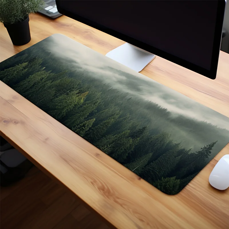 Alfombrilla de ratón grande para juegos Forest, alfombrilla de escritorio verde de 900x400, alfombrilla de ratón XXL de goma antideslizante, juegos de trabajo, regalos para el hogar y la Oficina, accesorios - imagen 4
