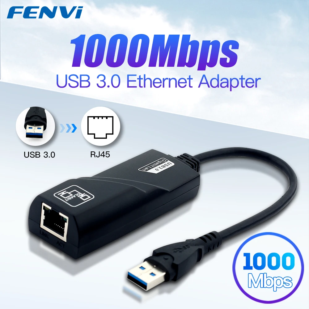 Tarjeta de red con cable USB 3,0 de 10/100/1000Mbps, convertidor adaptador USB a Rj45 Lan Ethernet Gigabit para PC, portátil, MacBook, Windows 10