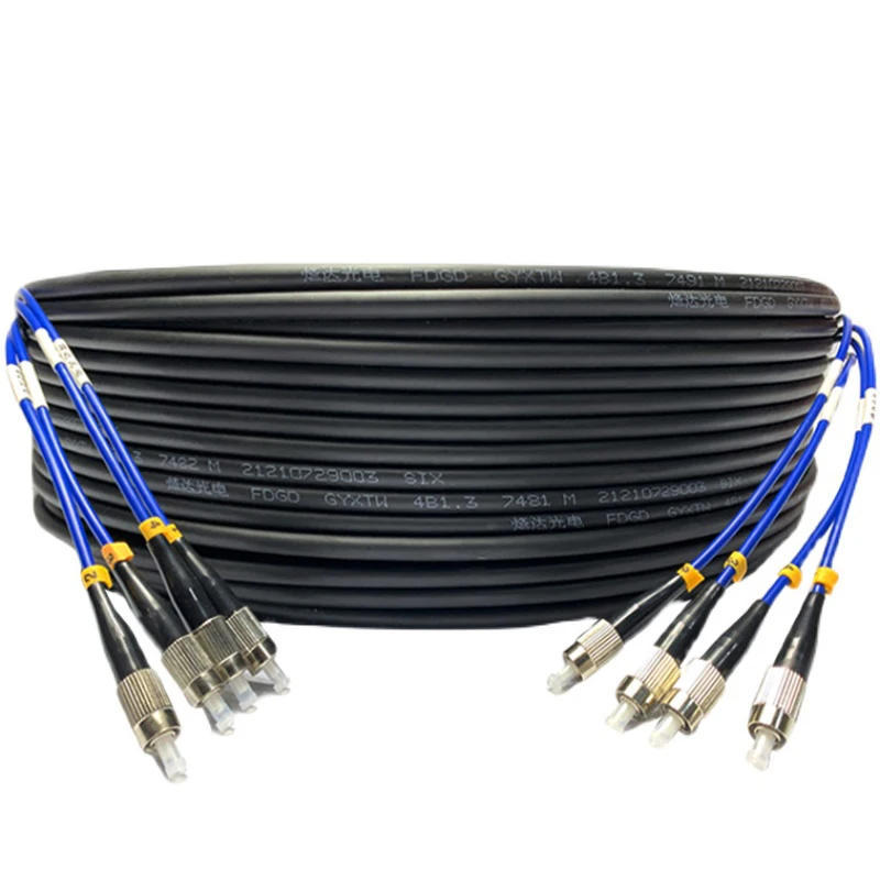 Cable de conexión de fibra óptica con cabezal LC SC FC de 100m Cable de fibra óptica blindado Cable de fibra óptica sin fusión para exteriores de 4 núcleos al por mayor - imagen 4