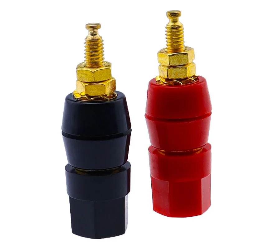 1 par (negro + rojo) terminales Rojo Negro conector amplificador Terminal vinculante poste Banana altavoz enchufe Jack adaptador enchufe - imagen 4