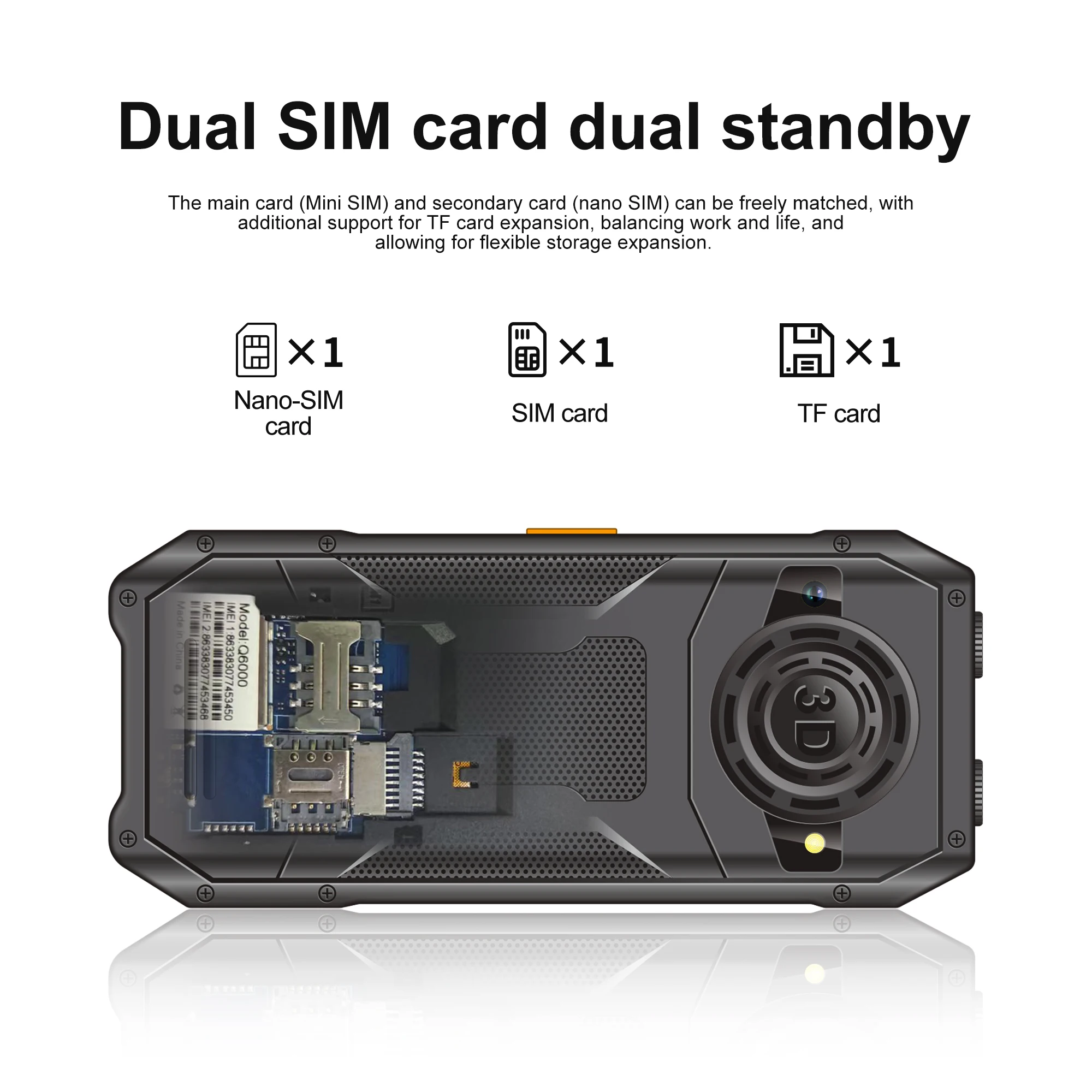 SERVO Q6000 botón teléfono móvil 2G GSM vibración 2,4 "pantalla velocidad Dial reproductor MP4 lista negra teléfono móvil para ancianos Dual SIM en espera - imagen 2