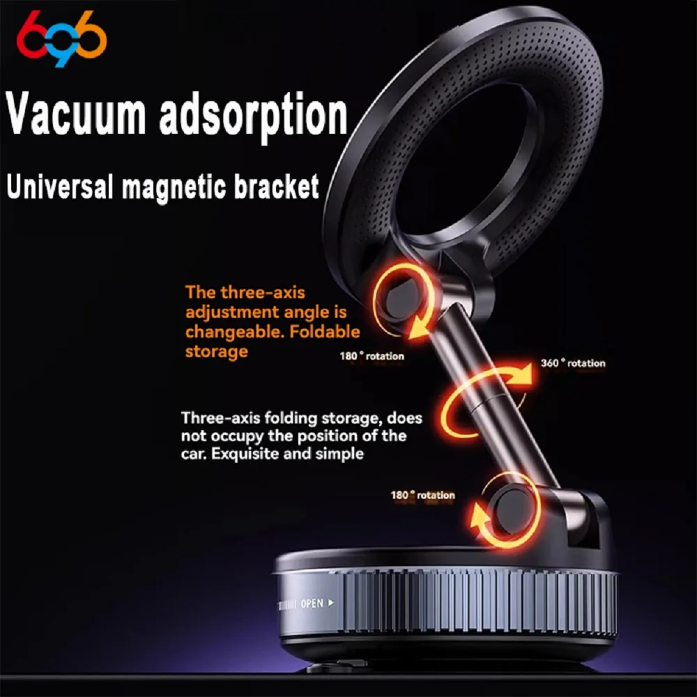 360 °   Soporte magnético para teléfono con succión al vacío, soporte plegable ajustable para coche, soporte magnético de succión antideslizante para viajeros ocupados - imagen 3