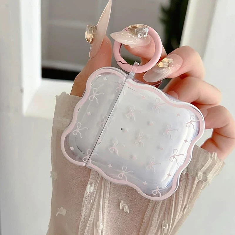 Bonita funda rosa con pajarita para Airpods1, funda protectora para Airpods Pro2, funda para auriculares inalámbricos con Bluetooth de dibujos animados para Airpods 2 3 4 - imagen 3