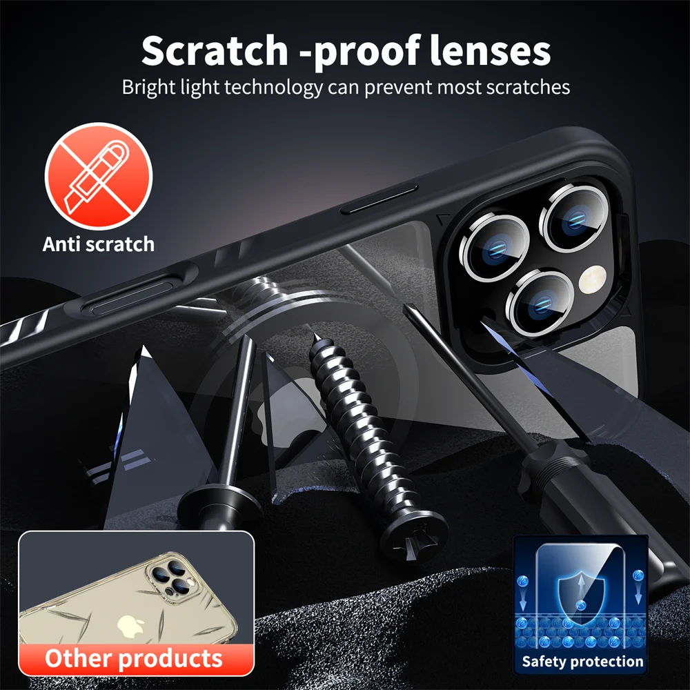 Funda de teléfono magnética Magsafe transparente de acrílico de lujo para iPhone 15 14 13 12 16 17 Pro Max cubierta protectora de parachoques de carga inalámbrica - imagen 4