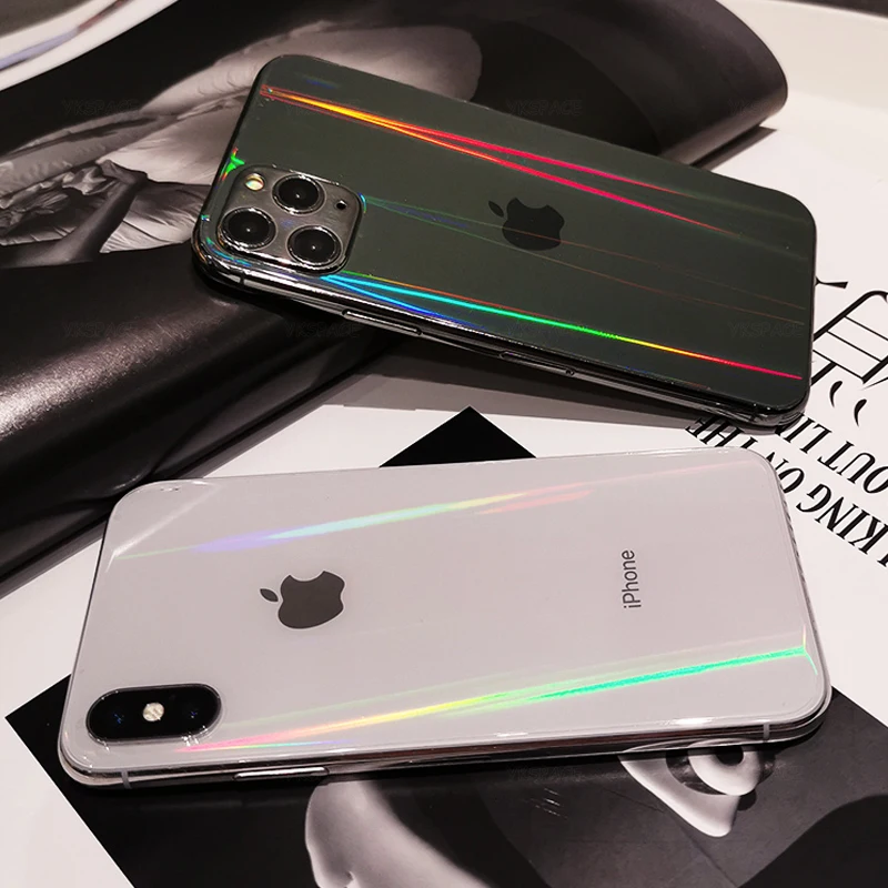 Aurora gradiente suave hidrogel de película para iPhone X Xs X MAX XR 11 Pro Max 6S 6 7 8 Plus trasero protector de pantalla para Rainbow de moda - imagen 3