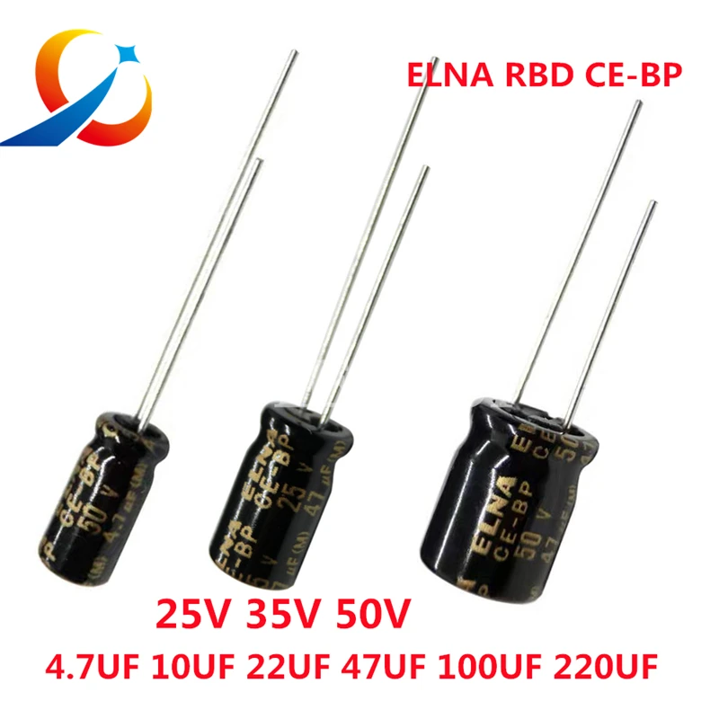 10 unids/lote ELNA RBD CE-BP serie 4,7 UF 10 UF 22 UF 33 UF 47 UF 100 UF 25 V 35 V 50 V condensador de Audio HiFi Bipolar no polar nuevo