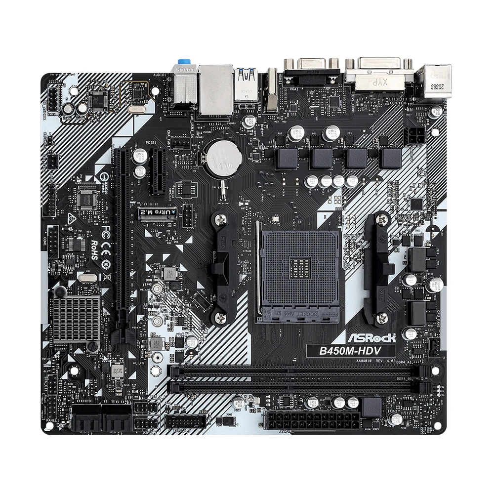 Placa base ASRock B450M-HDV R4.0 2xDDR4 memoria DIMM M.2 AM4 compatible con CPU Ryzen 5 5600 5600G R7 5700X3D 5800x3D - imagen 4