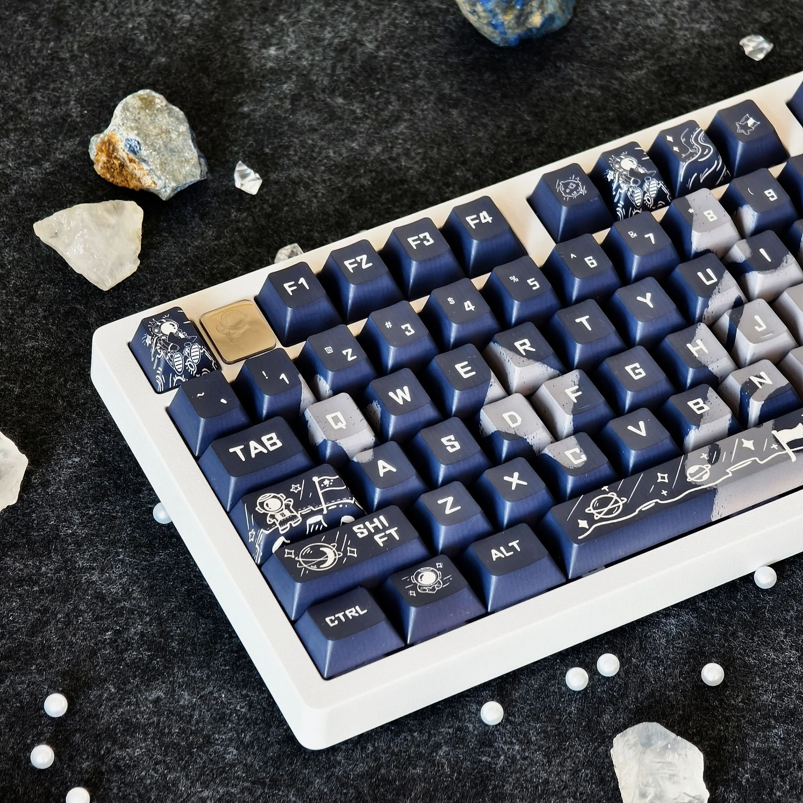 Tecla de teclado errante interestelar cereza Moa Pbt sublimación térmica de cinco lados blanco azul tecnología sentido Diy Keycap - imagen 5