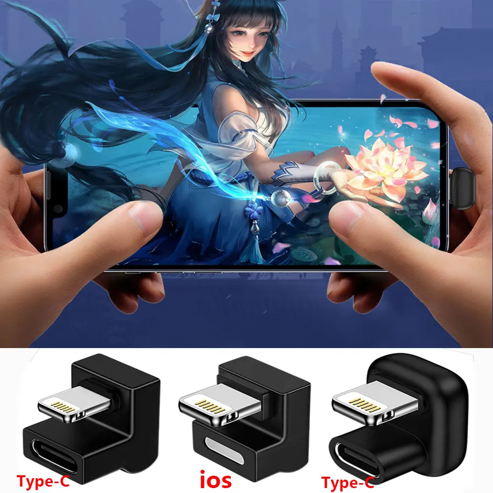 1 Uds adaptador Lightning 20W 10W PD carga rápida para almohadilla de teléfono Pod USB-C IOS convertidor codo de 180 grados adaptador de transferencia de datos