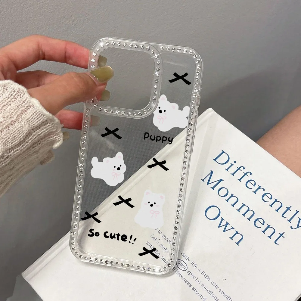 Funda de teléfono de diamante de lujo para iPhone 17 Pro Max 16 15 14 11 13 12 Air 17promax Funda transparente a prueba de golpes con cordón - imagen 4