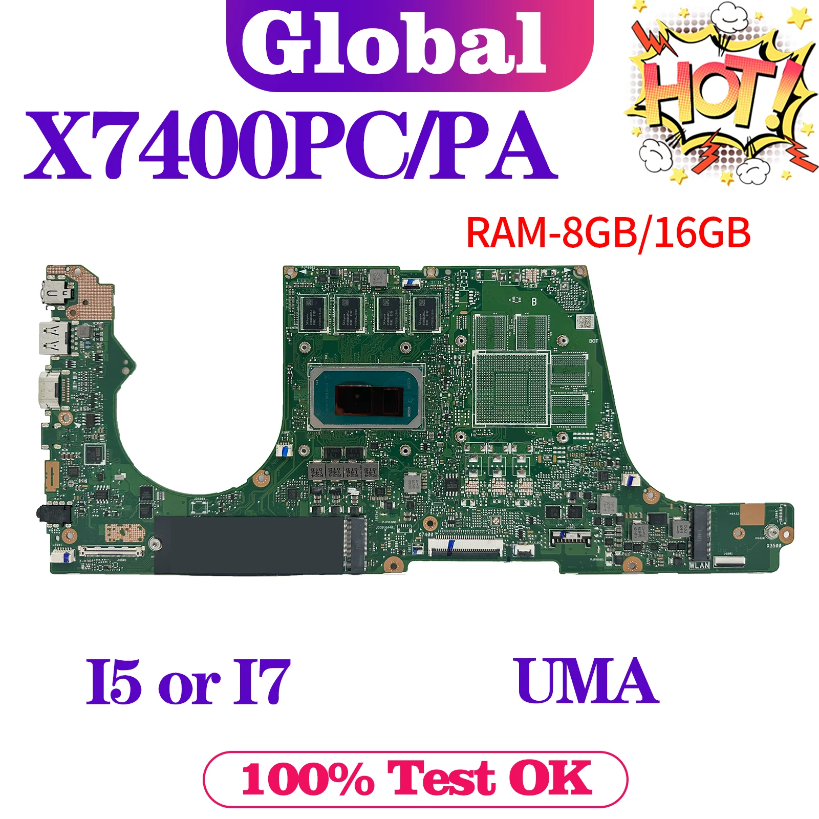 Placa base para portátil X7400PA X7400PC, N7600PC, X7600PC, X3500PC, X3500PA, X3500PH, N7400P, X3400PC, X3400PA, K3500PC X3400PH - imagen 4