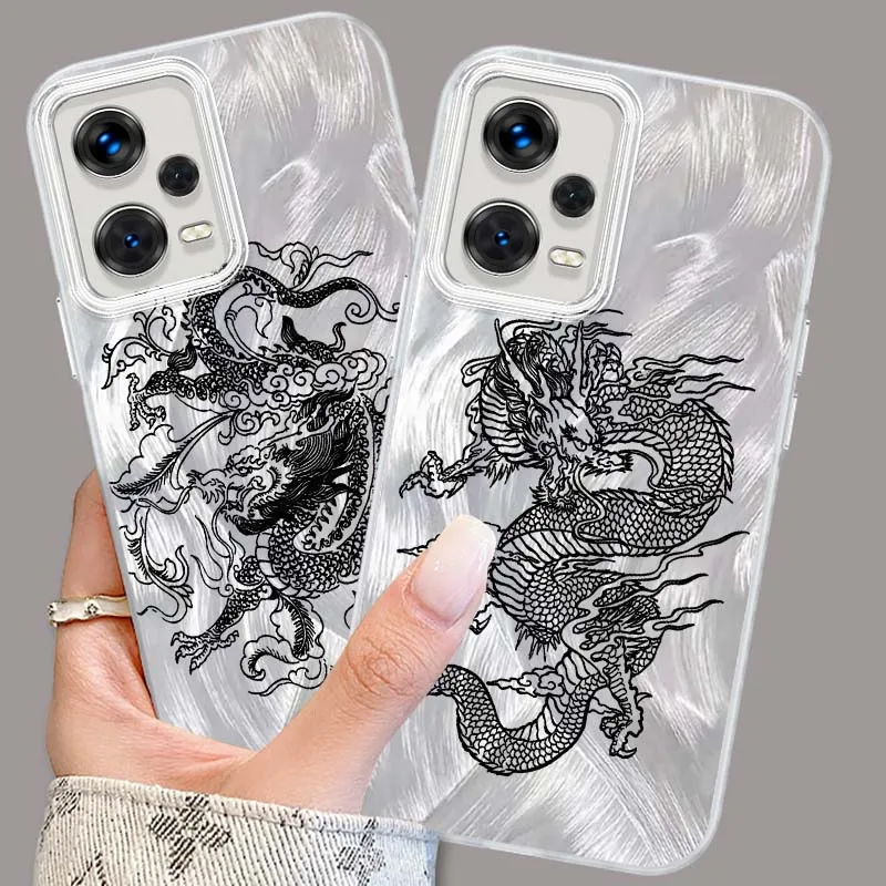 Funda con patrón de dragón a la moda para Xiaomi Redmi 9 9A 9AT 9C 10A 9T 10 10X 11A 12C 12 13C 13R 14C funda de teléfono con textura de pluma principal