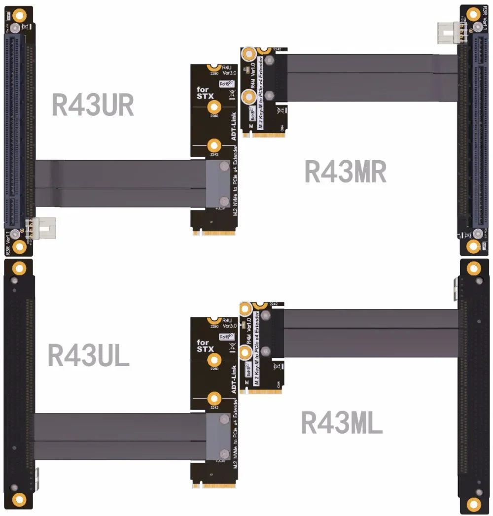 Adaptador extensor M.2 NVMe M Key a PCIe x4 x16, ángulo de 90 grados para extensión de tarjeta gráfica de placa base STX - imagen 3
