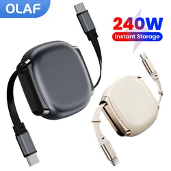 Olaf PD240W Cable retráctil USB C a tipo C Cable de carga rápida para iPhone 16 15 MacBook iPad Samsung Xiaomi Huawei Cable USB C