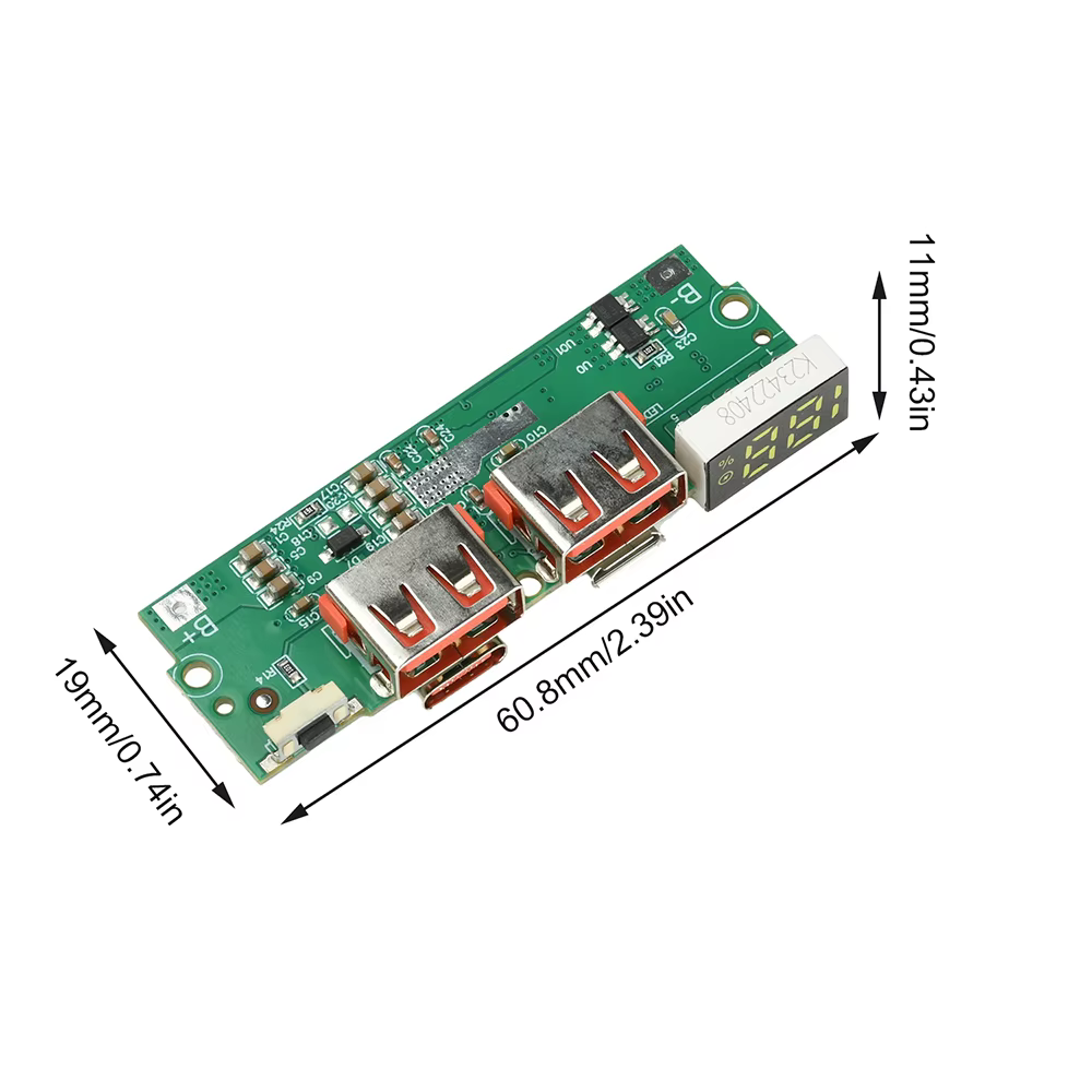 Placa base de carga rápida de 22,5 W, pantalla LED Digital para batería de litio ternaria de 3,7 V, compatible con protocolo múltiple PD/QC/VOC - imagen 4
