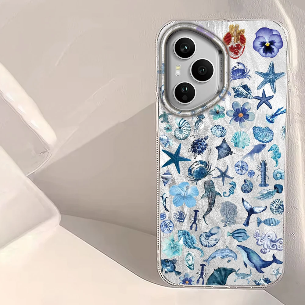 Funda de teléfono con flores de animales marinos para Honor 400 200 90 Smart Pro Magic7 6 5 70 Lite X9a X9c X9b X8b X8a X8c X7c X6c X6b X6c - imagen 2