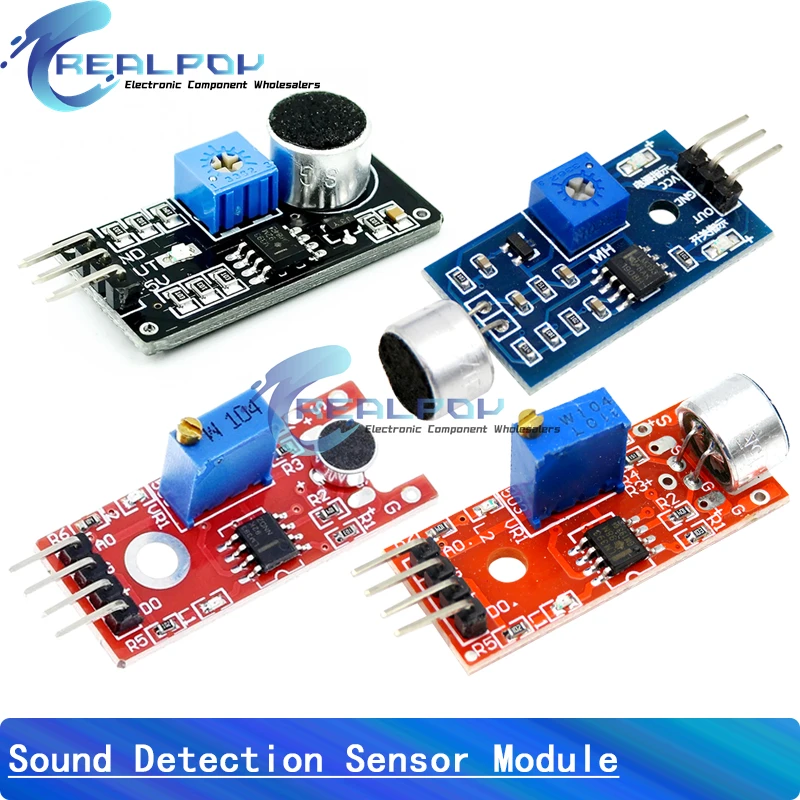 Módulo de detección de sonido por voz con micrófono, Sensor de sonido, KY-038, negro, azul, placa roja, KY-037