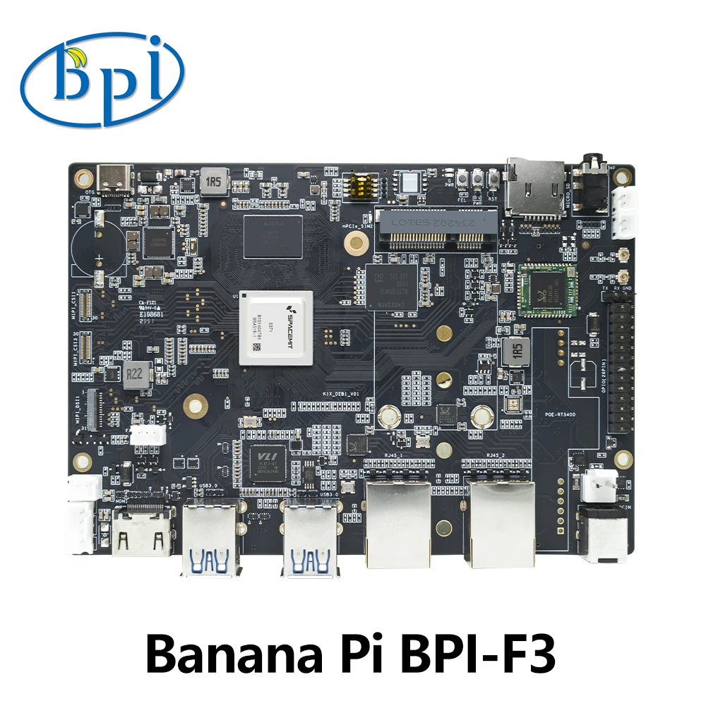 Banana Pi BPI-F3 SpacemiT K1 8 Core RISC-V chip 4G LPDDR4 16G eMMC 2.0TOPs AI potencia informática Placa de desarrollo de grado Industrial - imagen 2