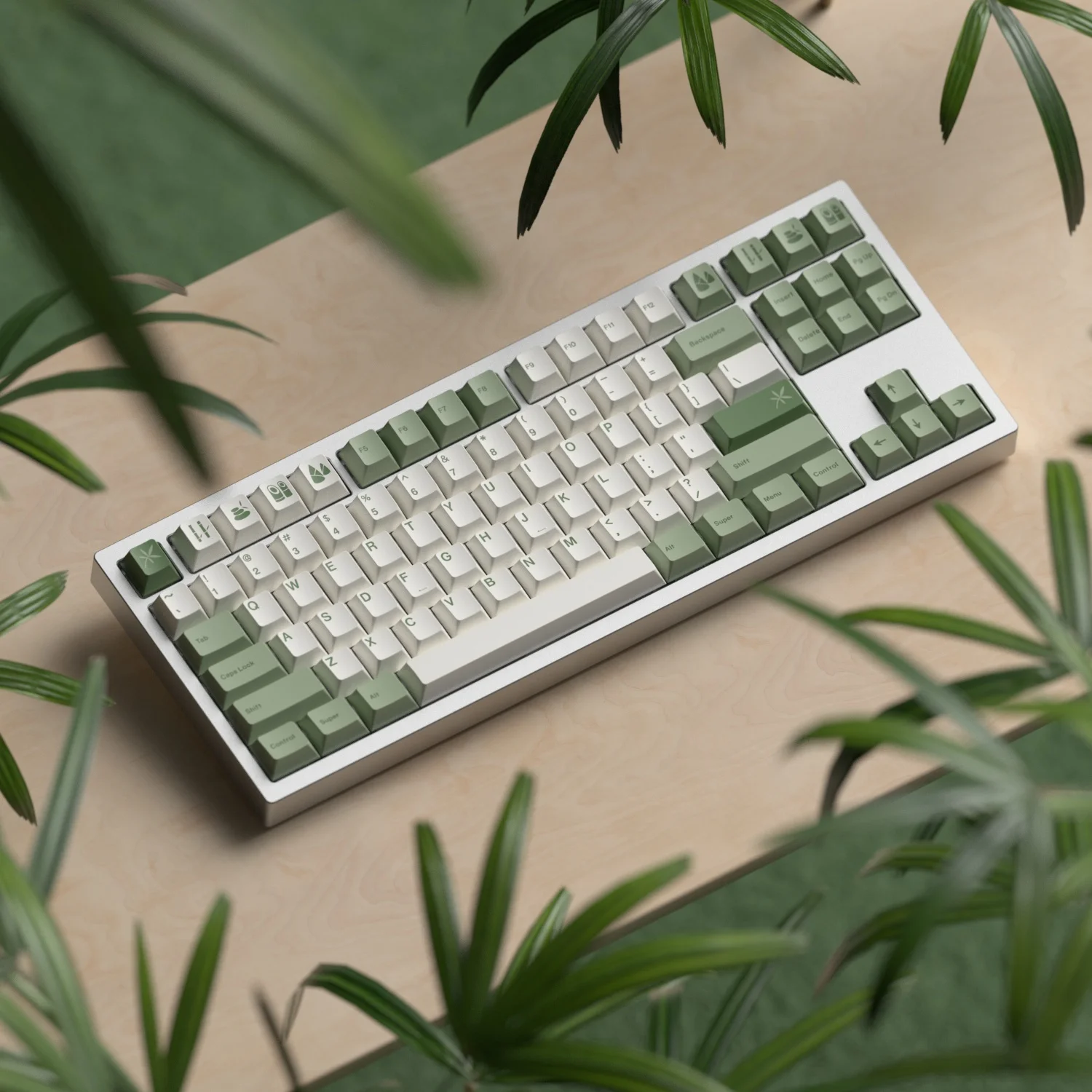 Juego de teclas de bosque de bambú verde, 145 teclas, perfil PBT personalizado estándar ANSI, cereza, Teclado mecánico retroiluminado para PC Gamer, 1 Juego - imagen 2