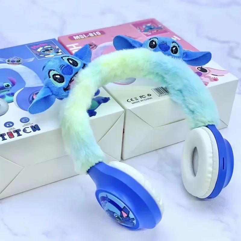 MSL-810 Disney Stitch auriculares inalámbricos Bluetooth MSL-810 auriculares de felpa con sonido estéreo HIFI con micrófono regalos para niños dibujos animados de Anime - imagen 5