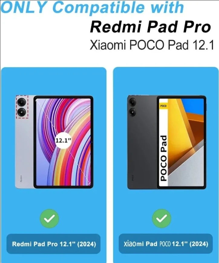 Funda Y con tapa para Xiaomi RedMi Pad Pro 12,1 POCO PAD 12,1, Funda con portalápices para tableta RedMi Pad Pro 2024 12,1 pulgadas, Funda para dormir - imagen 2