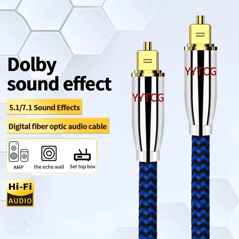 Toslink SPDIF Cable de Audio óptico Digital HiFi para amplificador TV reproductor Blu-ray Xbox 360 Cable de altavoz de sonido 7,1 Cable de fibra azul