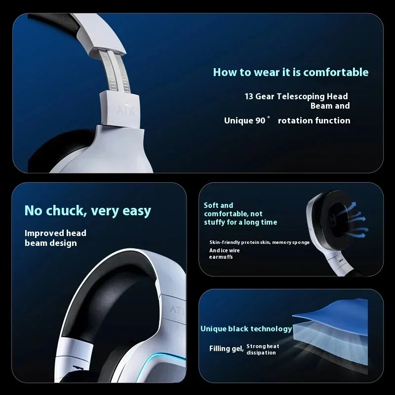 ATK M1 auriculares de juego de tres modos reducción de ruido auriculares inalámbricos para deportes electrónicos batería de larga duración Virtual 7,1 envolvente para jugadores de PC - imagen 2