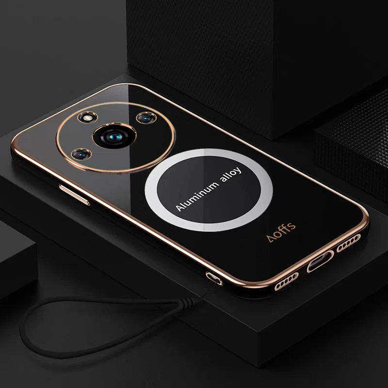 Funda trasera protectora magnética para móvil, carcasa suave chapada para OPPO Realme 11 10 Pro Plus, Realme11 11Pro 10 - imagen 4