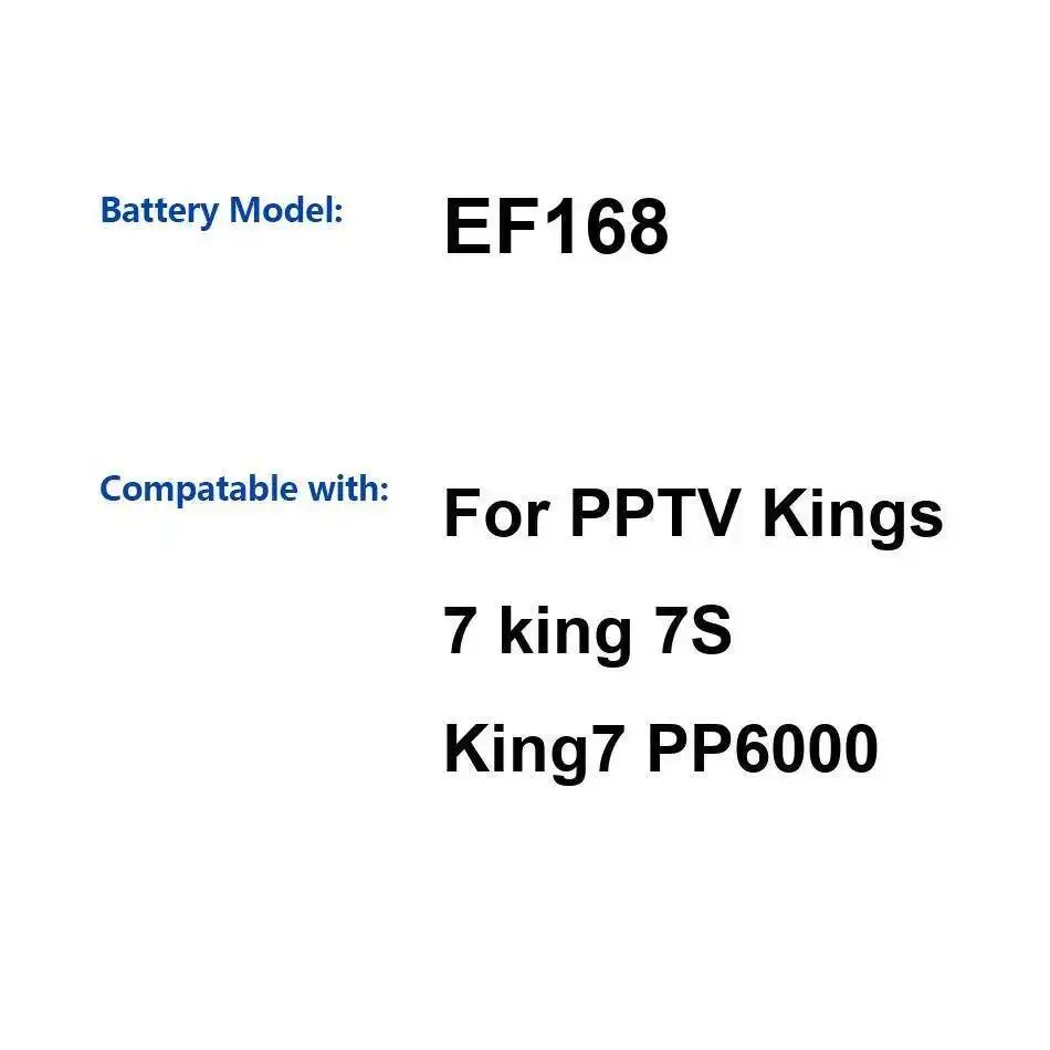 Batería de producto electrónico de repuesto Premium, fuente de alimentación confiable para Pptv Kings 7 King 7S King7 PP6000 EF168 3610mAh