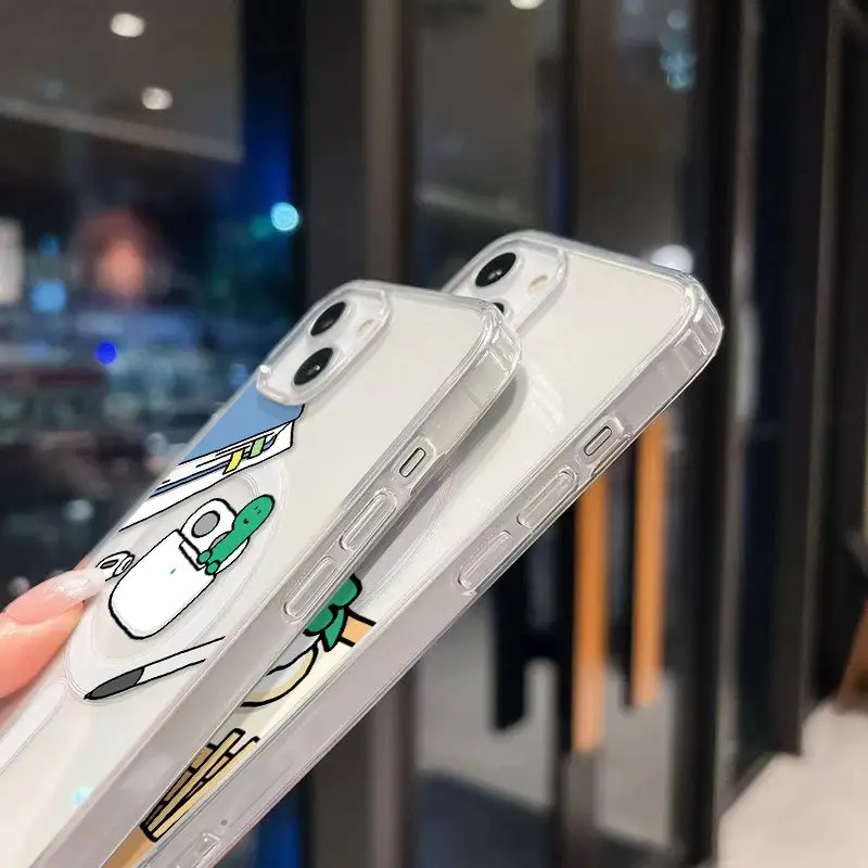 Funda de teléfono magnética ins dinosaurio coreano j-joguman Magsafe para iPhone 16 15 14 13 12 11 8 Plus Pro Max X XR XSMax cubierta transparente de Tpu - imagen 3