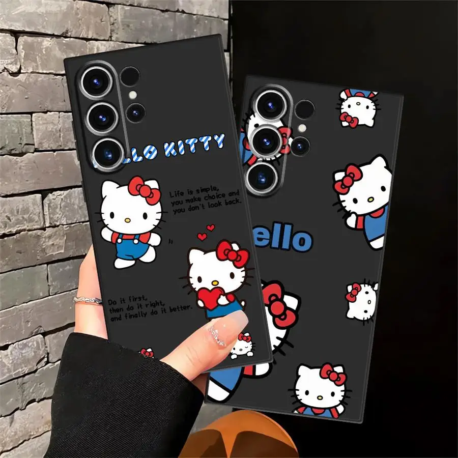 Funda de teléfono suave negra para Samsung Galaxy S24 Plus S25 Edge S21 FE S23 Ultra S20 moda Hello Kitty dibujos animados - imagen 5