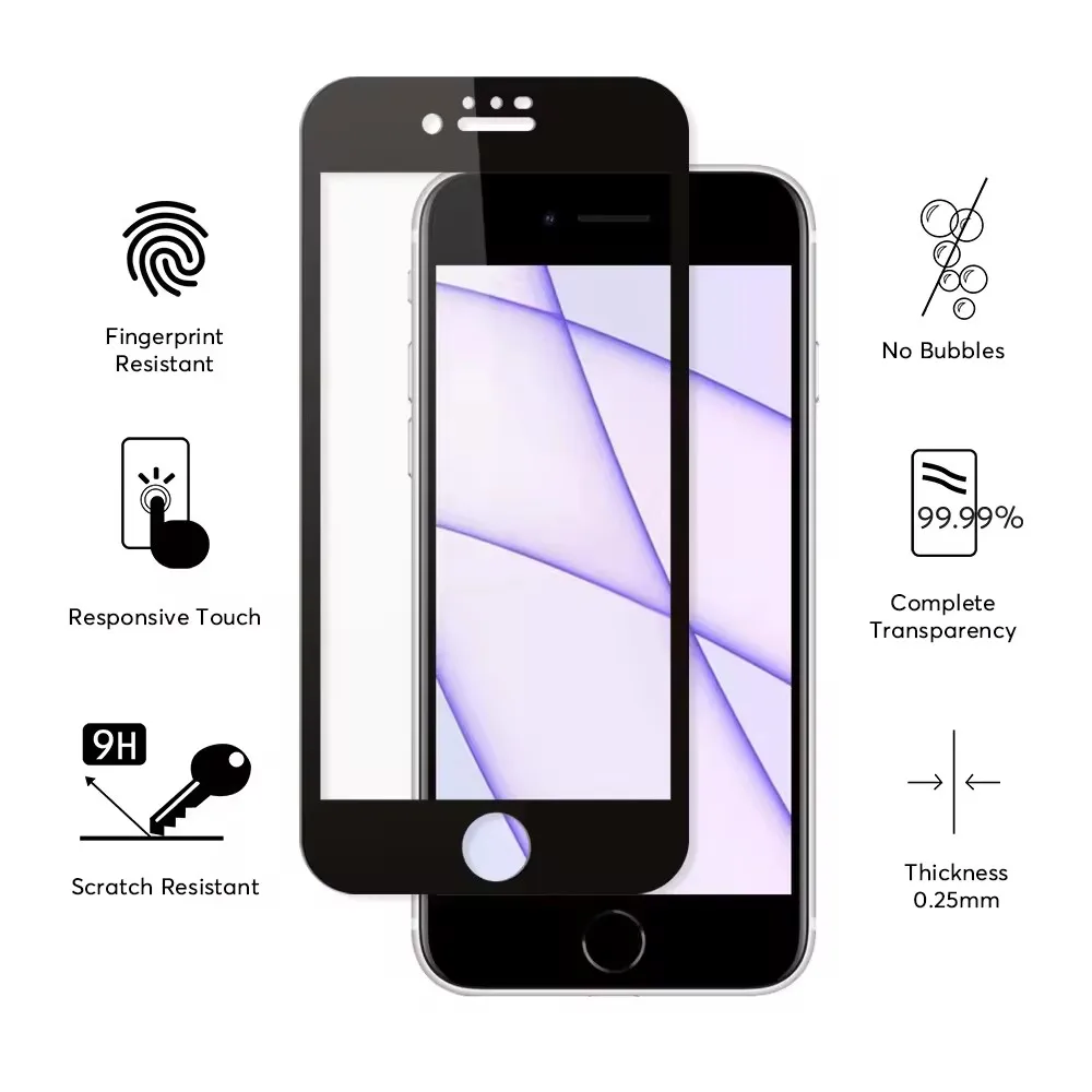 Protector de pantalla para iPhone 6S SE 2020 SE 2022, película de vidrio templado para 6 7 8 Plus, 3 unidades - imagen 3