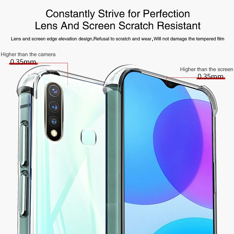Funda de teléfono de silicona suave antigolpes para VIVO U20 U10 U3 U3X Airbag, protección de lente transparente, cubiertas traseras originales de alta calidad - imagen 2