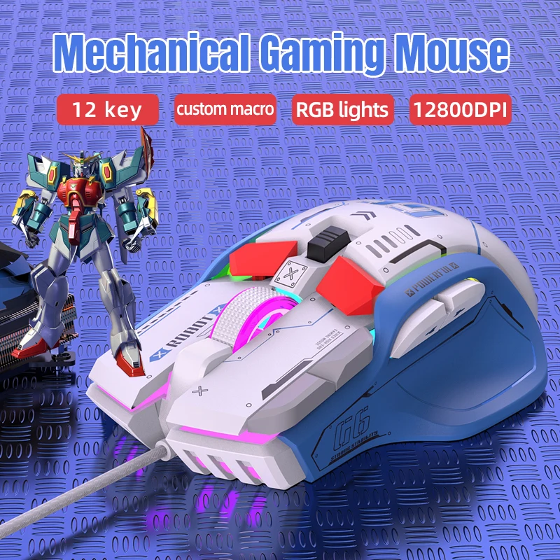 Ratón para juegos G6 con cable 128000 DPI ChipA826 RGB Macroprogramable Diseño ergonómico superior para juegos y trabajo - imagen 3