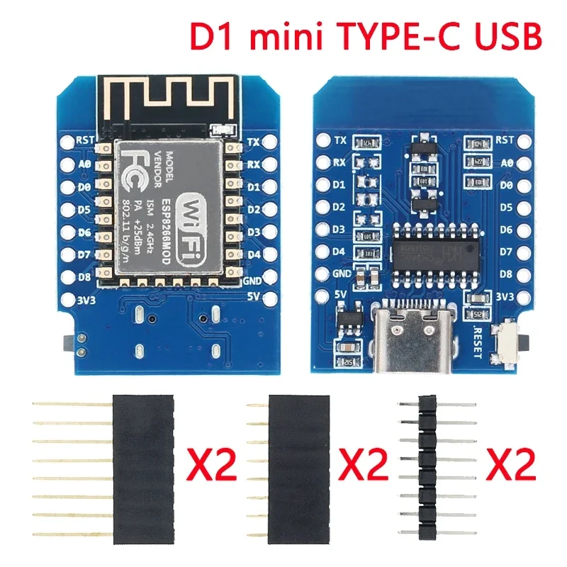 D1 Mini TYPE-C/MICRO ESP8266 ESP-12F CH340G V2 USB D1 Mini placa de desarrollo WIFI D1 Mini NodeMCU Lua IOT placa 3,3 V con pines - imagen 3