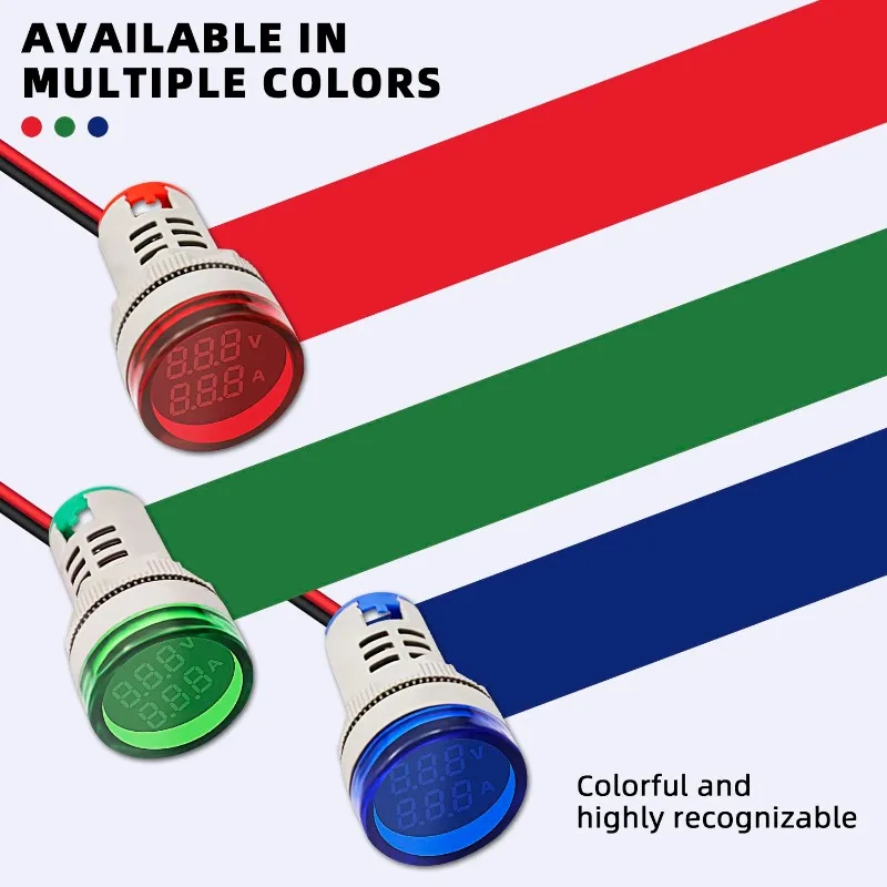 3 uds AC voltímetro amperímetro voltaje Monitor de corriente pantalla LED Digital voltímetro Detector verde azul indicador de señal Panel de luz - imagen 2