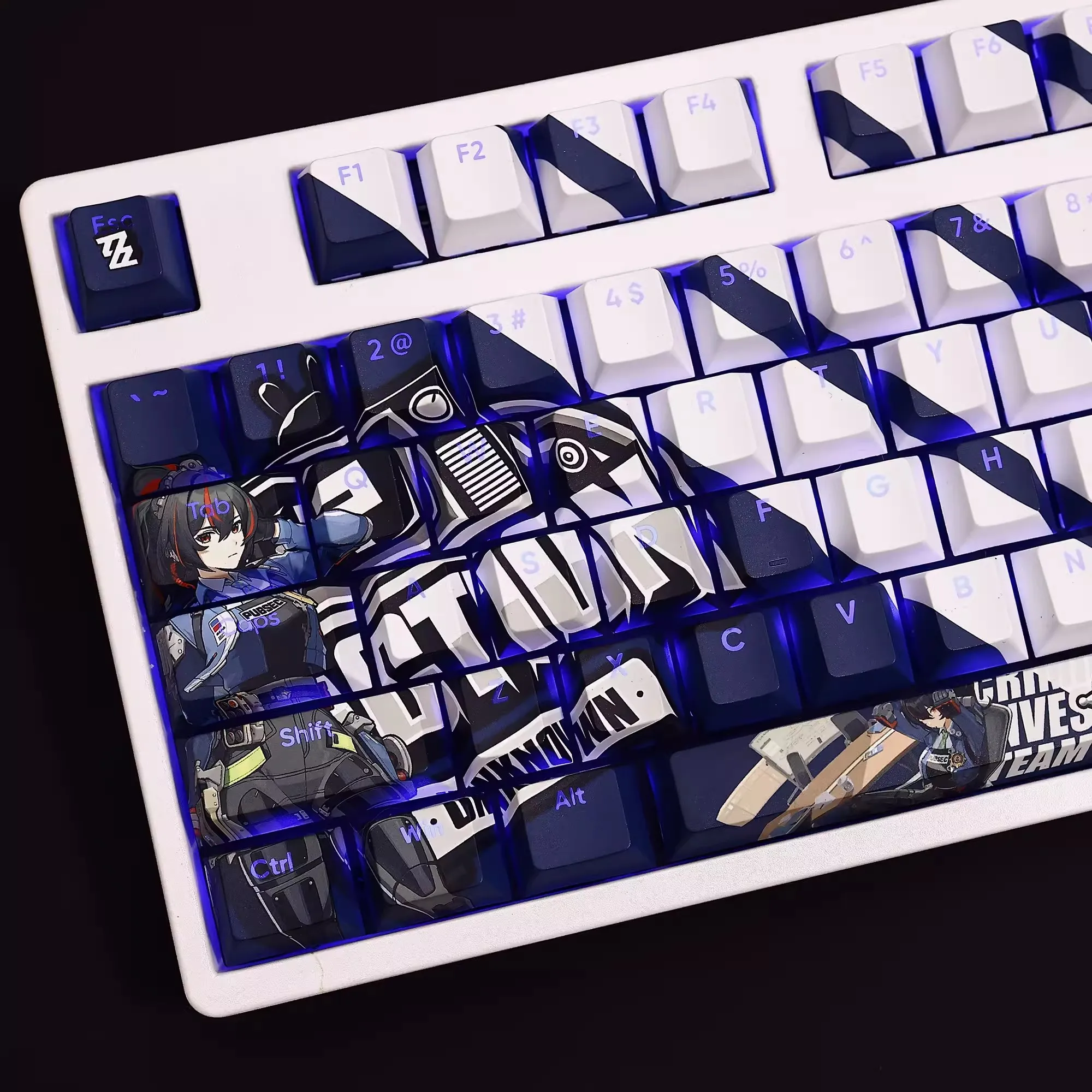 108 teclas/juego Zenless Zone Zero Zhu Yuan Keycap PBT teclas retroiluminadas dibujos animados Anime Gaming Key Caps para teclado ANSI 61 87 104 108 - imagen 2