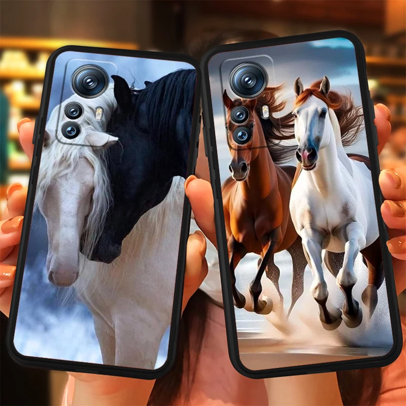 Horse Fierce Cool Art para Xiaomi Mi 14 13T 13 12T 12 11T 11i 11 10T 10 Pro Lite Ultra 5G, funda trasera negra para teléfono - imagen 2