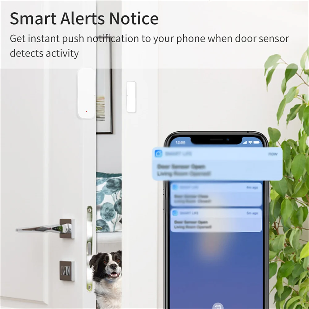 Sensor de puerta inteligente Tuya WiFi puerta ventana Detector abierto cerrado sistema de alarma de seguridad para el hogar Control por aplicación Smart Life - imagen 3