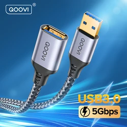 QOOVI Cable Extensión USB 3.0 para TV, PC, Xbox, Portátil y SSD
