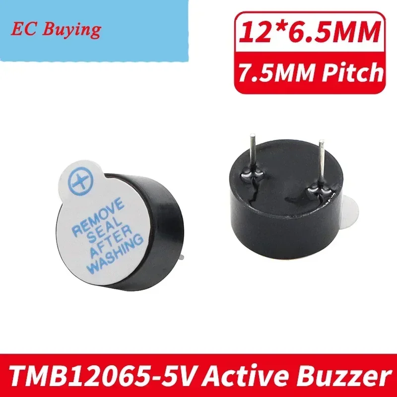 10 unids/lote DC5V 12065 zumbador de alarma activa dimensiones 12x6,5 MM zumbador continuo alarma Pin paso 7,5 MM 85dB 2700HZ