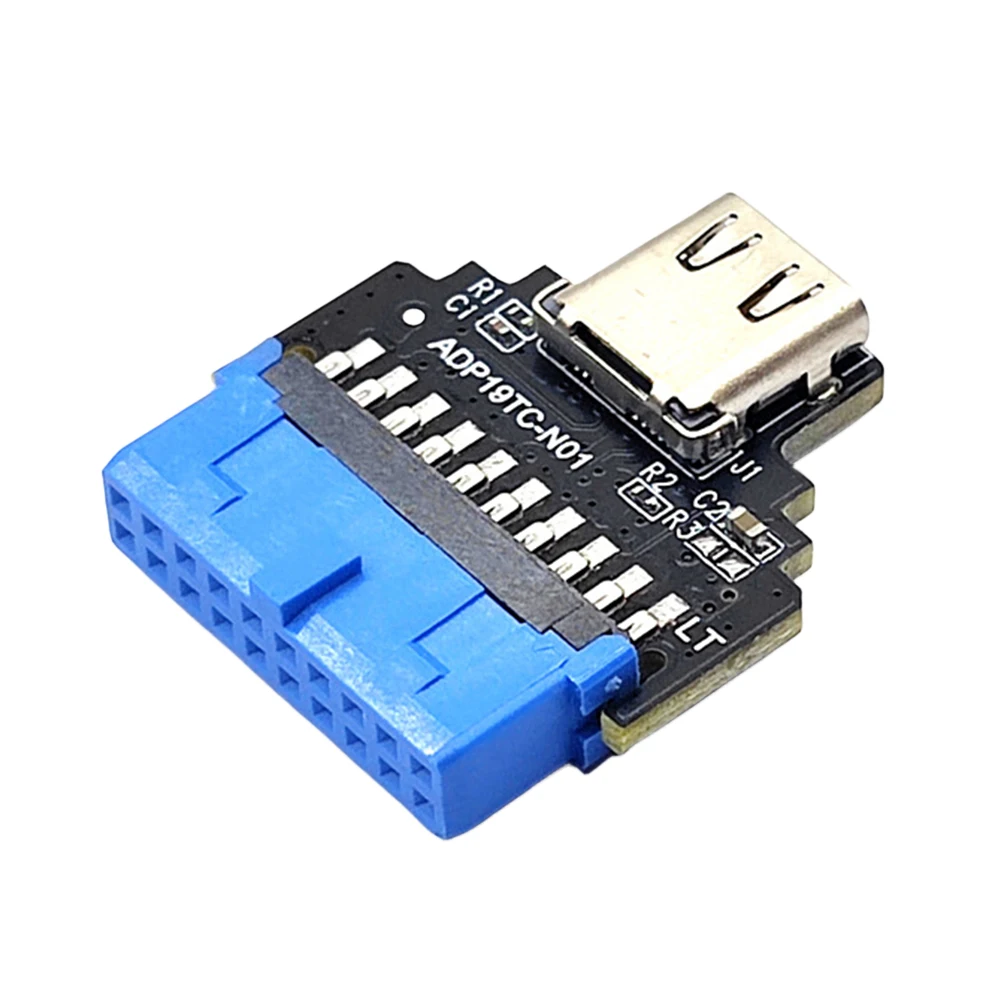 Convertidor de conector frontal hembra de 19 pines A tipo C Dual USB 3,0 A, Conector de 19 pines A USB 3,1/3,2, Adaptador tipo C, placa base enchufable - imagen 5